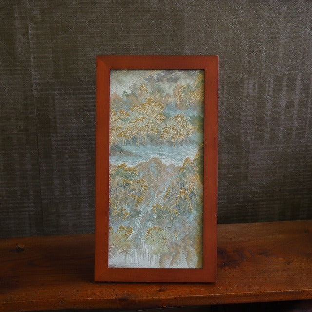 0021　Frame art 【Landscape pattern】 Woven pattern obi  Remake Handmade Interior / japanese kimono