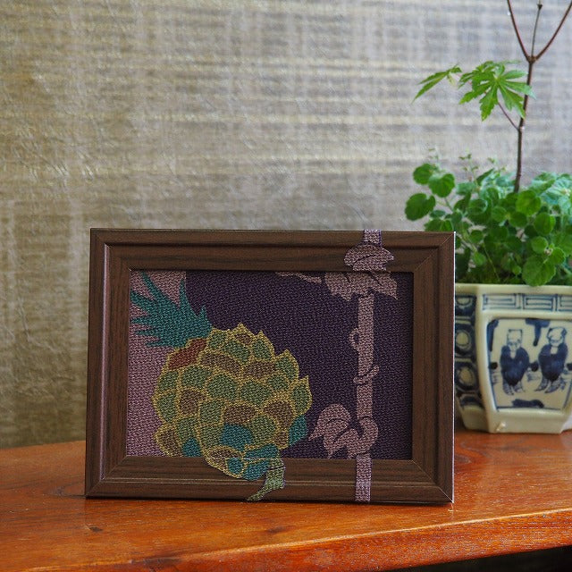 0034　Frame Art 【pineapple】/ hand woven Hand-dyed Kimono Remake Handmade Interior