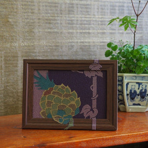 0034　Frame Art 【pineapple】/ hand woven Hand-dyed Kimono Remake Handmade Interior