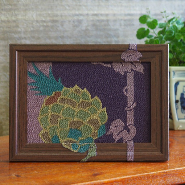 0034　Frame Art 【pineapple】/ hand woven Hand-dyed Kimono Remake Handmade Interior