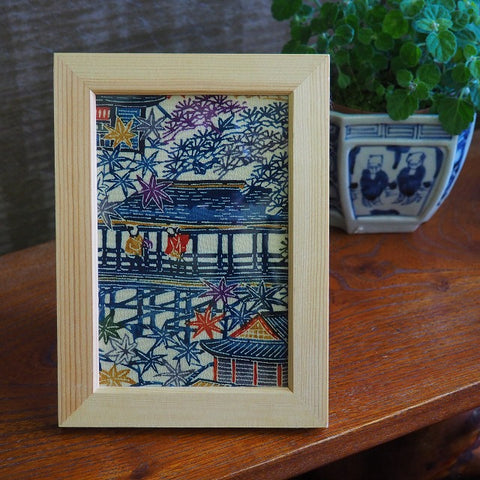 0039　Frame art 【Ryukyu Bingata Palace】/ Hand-dyed Kimono Remake Handmade Interior