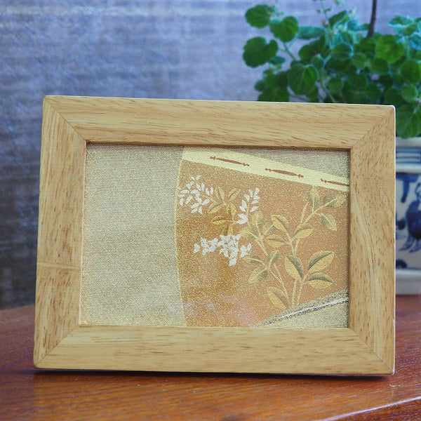 0049　Frame art 【Flower pattern】Woven pattern obi Remake Handmade Interior