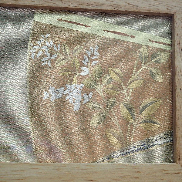 0049　Frame art 【Flower pattern】Woven pattern obi Remake Handmade Interior