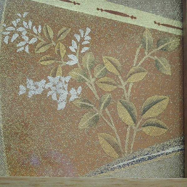 0049　Frame art 【Flower pattern】Woven pattern obi Remake Handmade Interior