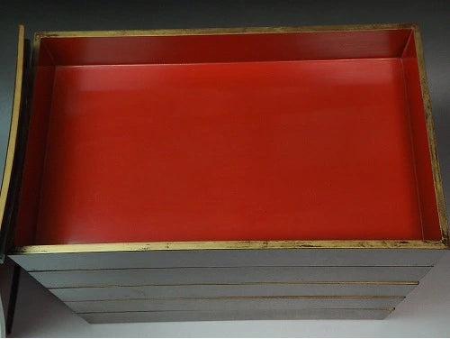 <br>0717 5-tier bento box.<BR><BR>/ 02 Japan "Bento box"　重箱 /JAPAN japanese antique vintage lacquerware