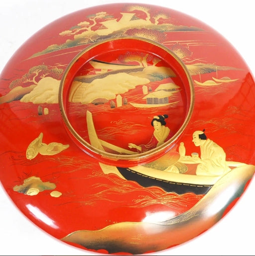 0933 Meiji era lidded serving bowl (large bowl)　/ 02 Japan "Bento box"　重箱 /JAPAN japanese antique vintage lacquerware
