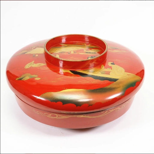 0933 Meiji era lidded serving bowl (large bowl)　/ 02 Japan "Bento box"　重箱 /JAPAN japanese antique vintage lacquerware