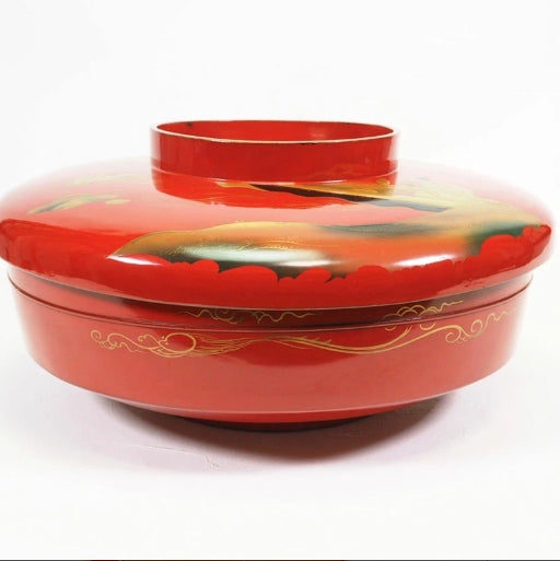0933 Meiji era lidded serving bowl (large bowl)　/ 02 Japan "Bento box"　重箱 /JAPAN japanese antique vintage lacquerware
