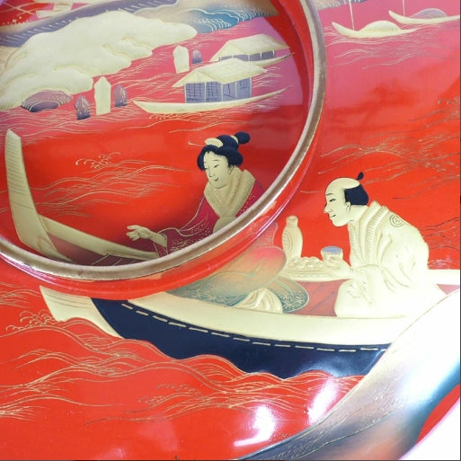 0933 Meiji era lidded serving bowl (large bowl)　/ 02 Japan "Bento box"　重箱 /JAPAN japanese antique vintage lacquerware
