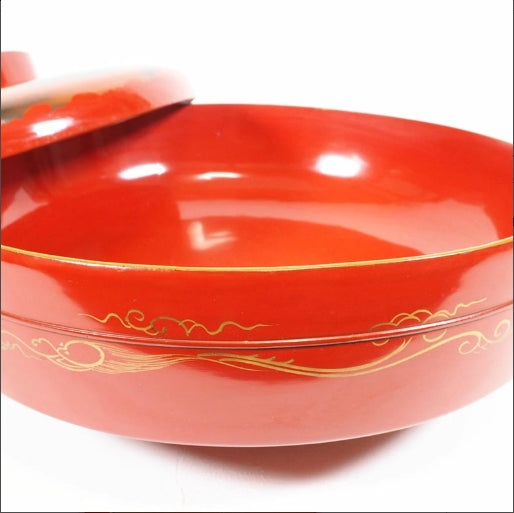 0933 Meiji era lidded serving bowl (large bowl)　/ 02 Japan "Bento box"　重箱 /JAPAN japanese antique vintage lacquerware
