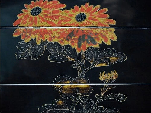 <BR>0779 Murakami wood carving, lacquered lacquerware, gold polished tiered box.<BR><BR>/ 02 Japan "Bento box"　重箱 /JAPAN japanese antique vintage lacquerware
