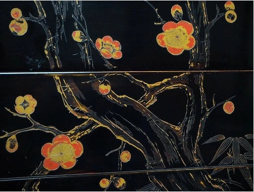 <BR>0779 Murakami wood carving, lacquered lacquerware, gold polished tiered box.<BR><BR>/ 02 Japan "Bento box"　重箱 /JAPAN japanese antique vintage lacquerware