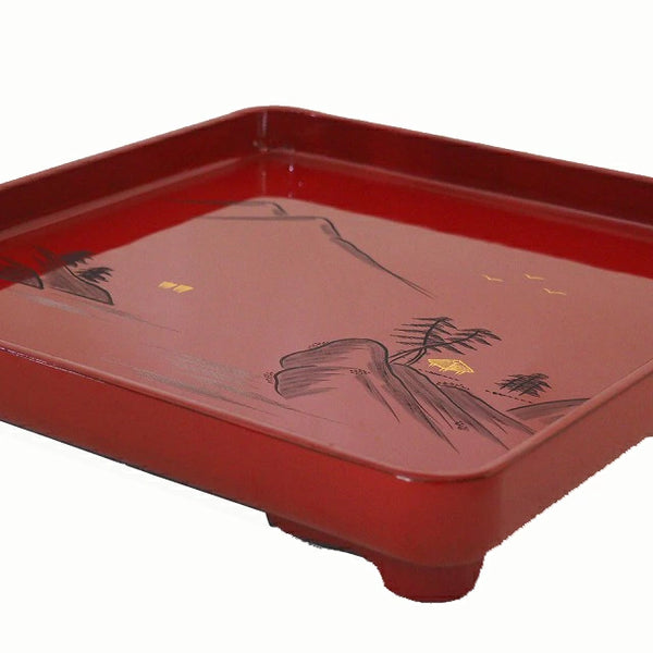 <br>会席膳 山水文様お膳 10枚組 0002 Set of 10 serving trays with mountain pattern, 0002<br>漆器 天然木 漆<BR><BR>02 Japan "zen"　膳　JAPAN antique vintage tableware lacquerware try