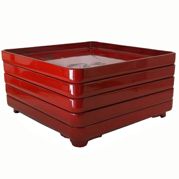 <br>会席膳 山水文様お膳 10枚組 0002 Set of 10 serving trays with mountain pattern, 0002<br>漆器 天然木 漆<BR><BR>02 Japan "zen"　膳　JAPAN antique vintage tableware lacquerware try