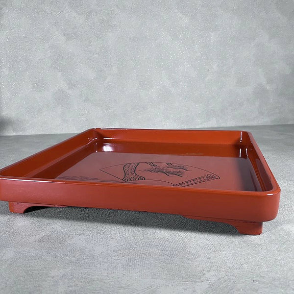 <br>会席膳 絵巻文様お膳 5枚組 0008 Patterned trays, set of 5, 0008<br>漆器 天然木 漆<BR><BR>02 Japan "zen"　膳　JAPAN antique vintage tableware lacquerware try