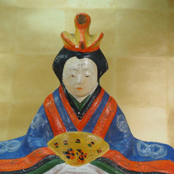 Clay dolls, Emperor and Empress dolls, Ohama dolls 0221　土人形 お内裏様 お雛様 大浜人形　0221 <BR>/ 1301　Japanese clay doll ”Tsuchiningyo” /JAPAN japanese antique vintage doll
