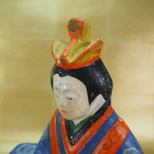 Clay dolls, Emperor and Empress dolls, Ohama dolls 0221　土人形 お内裏様 お雛様 大浜人形　0221 <BR>/ 1301　Japanese clay doll ”Tsuchiningyo” /JAPAN japanese antique vintage doll
