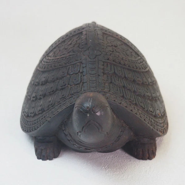 Wooden carving of a turtle figurine　0170<BR>/ 1302　Japanese ｗooden doll　/　JAPAN japanese antique vintage doll