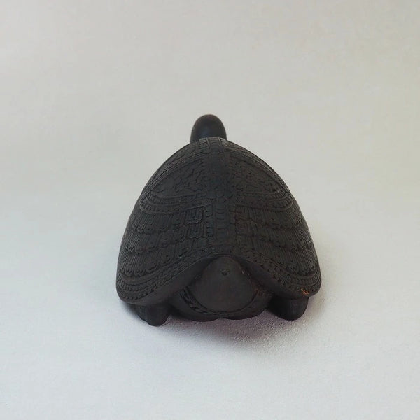 Wooden carving of a turtle figurine　0170<BR>/ 1302　Japanese ｗooden doll　/　JAPAN japanese antique vintage doll