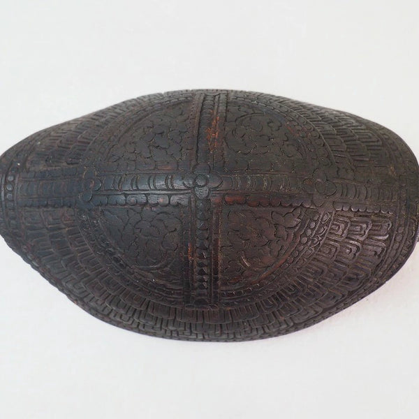 Wooden carving of a turtle figurine　0170<BR>/ 1302　Japanese ｗooden doll　/　JAPAN japanese antique vintage doll