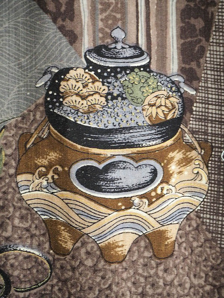 "Juban" 0002  Tea utensils pattern　Japanese vintage kimono underwear