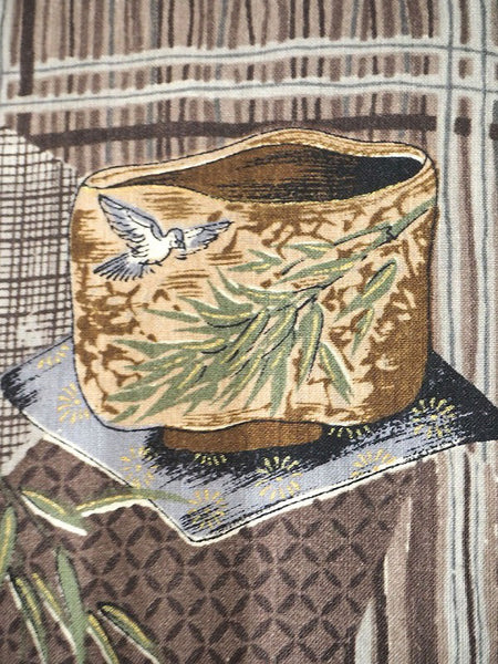 "Juban" 0002  Tea utensils pattern　Japanese vintage kimono underwear
