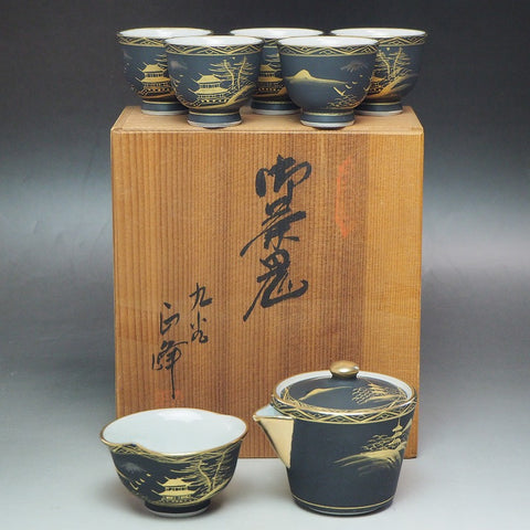 tea set Sencya　0004　Kutaniyaki　08 Japanese pottery and porcelain teaware  　茶道具　煎茶