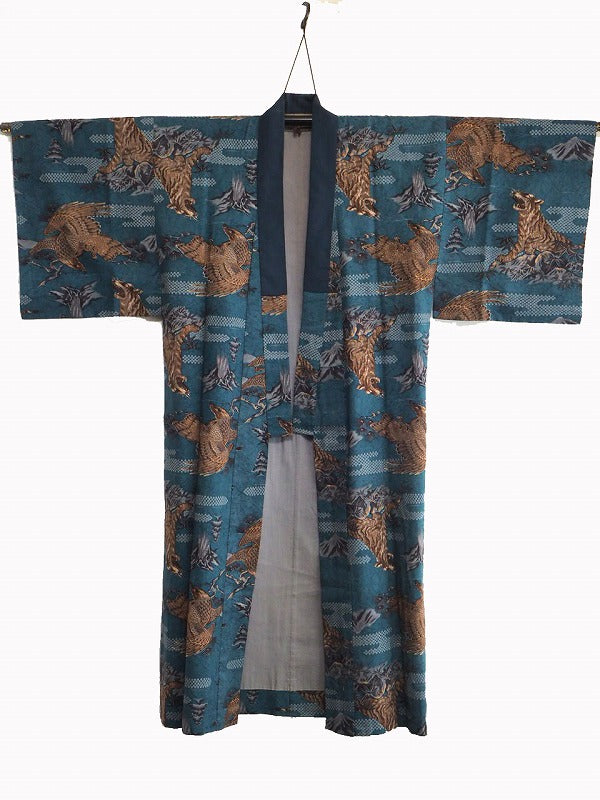 "Juban" 0004  Hawk and tiger pattern　Japanese vintage kimono underwear