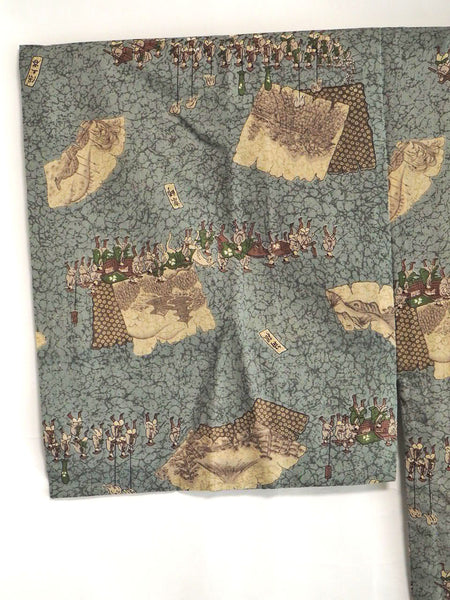 "Juban" 0007 Daimyō procession pattern　Japanese vintage kimono underwear