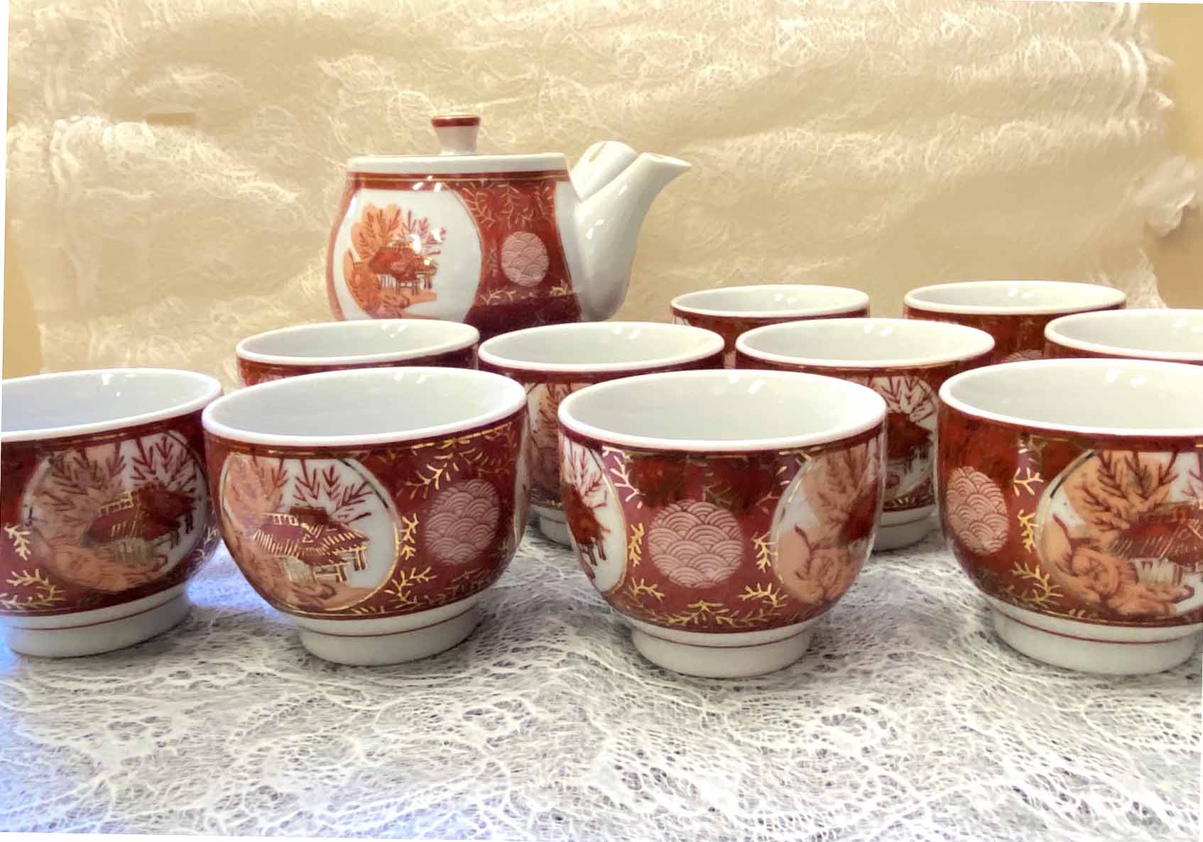 tea set Bancya　0014　Kutaniyaki　08 Japanese pottery and porcelain teaware　茶道具　番茶