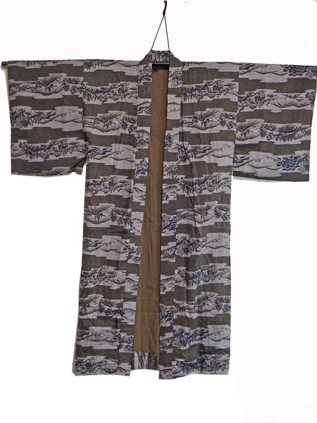 "Juban" 0017 Landscape pattern of mountain temple　Japanese vintage kimono underwea