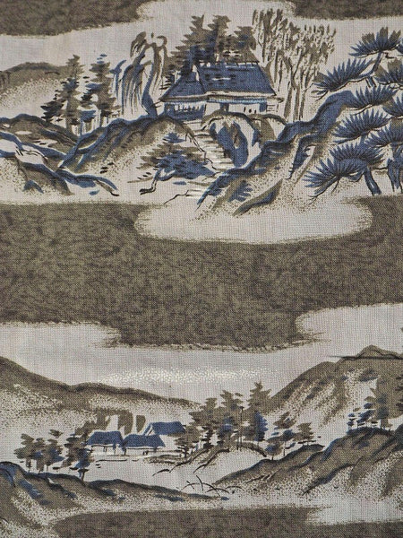 "Juban" 0017 Landscape pattern of mountain temple　Japanese vintage kimono underwea