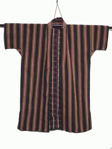 Noragi 0021 Japanese vintage jacket Cotton Indigo dye Striped pattern and sashiko