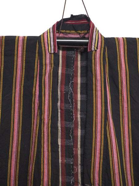Noragi 0021 Japanese vintage jacket Cotton Indigo dye Striped pattern and sashiko