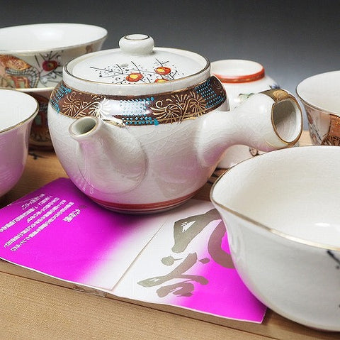 tea set Bancya　0023　Kutaniyaki　08 Japanese pottery and porcelain teaware  茶道具　番茶