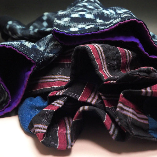 Noragi 0024 Japanese vintage jacket Cotton Indigo dye  Stripe pattern and Kasuri pattern