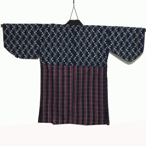 Noragi 0024 Japanese vintage jacket Cotton Indigo dye  Stripe pattern and Kasuri pattern