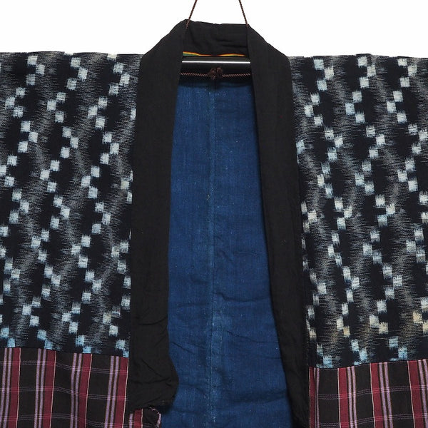 Noragi 0024 Japanese vintage jacket Cotton Indigo dye  Stripe pattern and Kasuri pattern