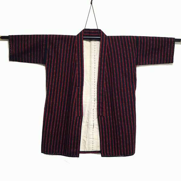 Noragi 0025 Japanese vintage jacket Cotton Indigo dye  Stripe pattern and Sashiko