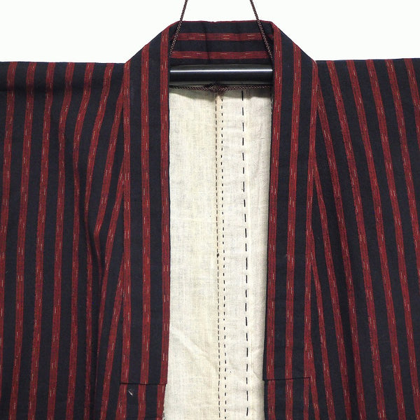 Noragi 0025 Japanese vintage jacket Cotton Indigo dye  Stripe pattern and Sashiko