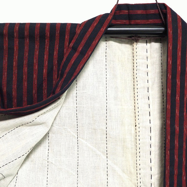 Noragi 0025 Japanese vintage jacket Cotton Indigo dye  Stripe pattern and Sashiko